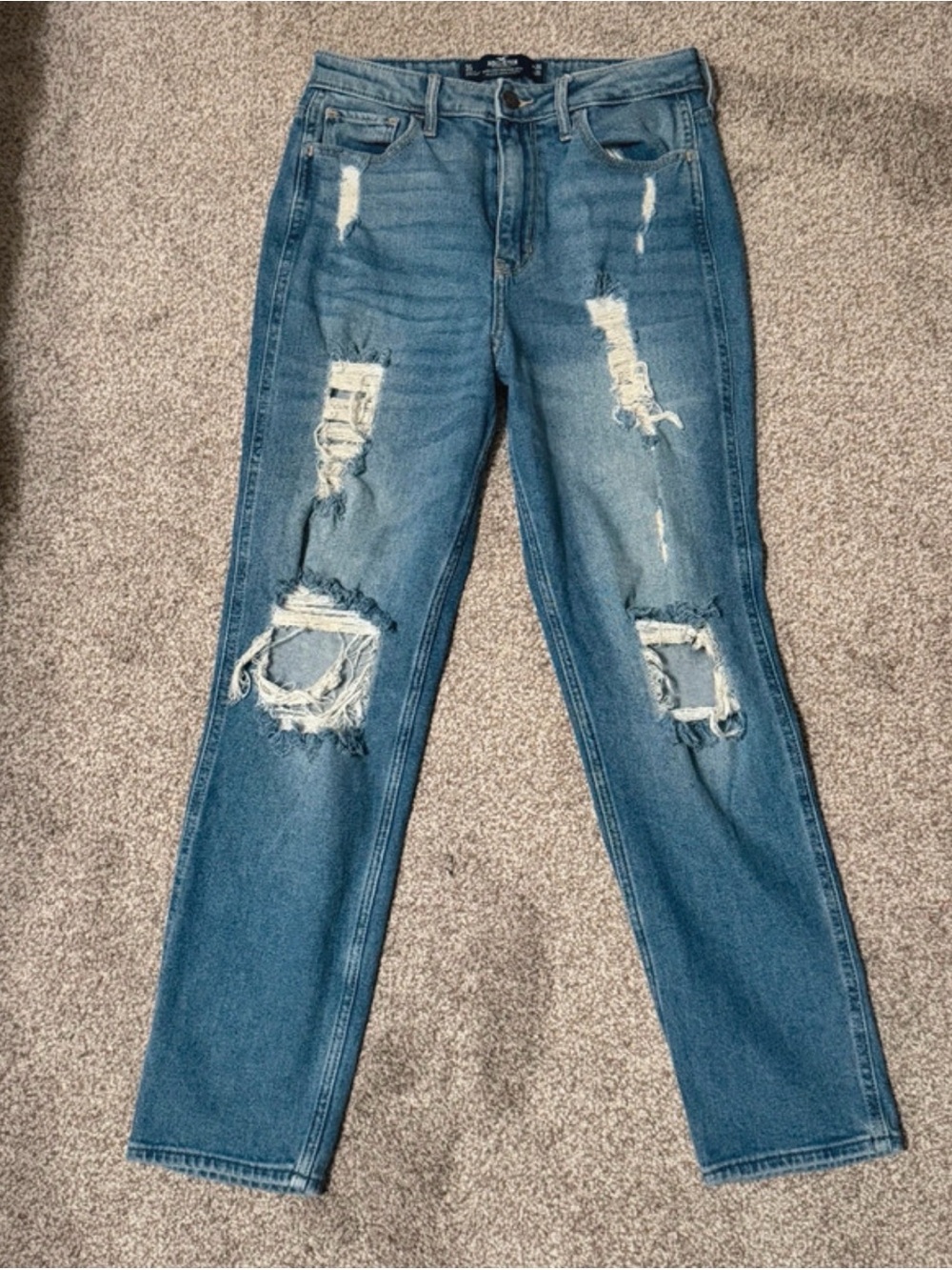 Hollister Distressed Light Blue Straight Leg Jeans